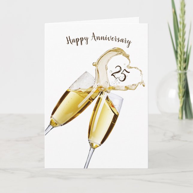 Carte Toast de Champagne pour 25e anniversaire (Devant)