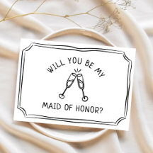 Toast de Champagne Whimsical Maid of Honor Proposi