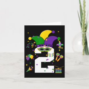 Carte Toddler 2e anniversaire Mardi Gras thème 2 ans