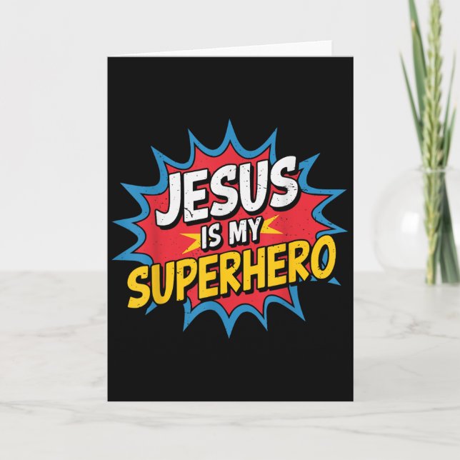 Carte Toddler Jesus Is My Superhero Christian God Son Br (Devant)