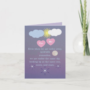 Carte Toi, moi sous le même ciel, lune, soleil, étoiles