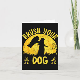 Carte Toilettage de chien brosse Récolteur Halloween Drô