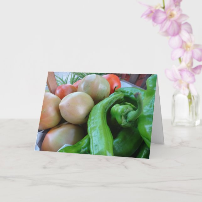 Carte Tomates et poivrons verts dans le panier (Orchidée)