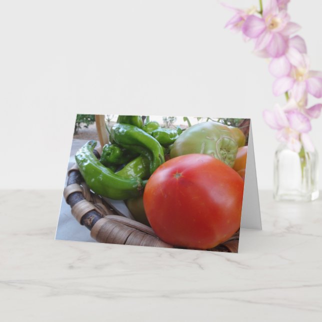 Carte Tomates et poivrons verts dans le panier (Orchidée)