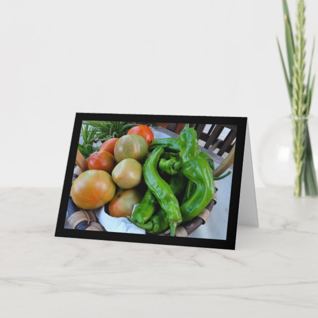 Carte Tomates et poivrons verts dans un panier (Devant)