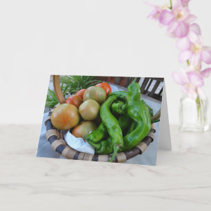 Carte Tomates et poivrons verts en panier
