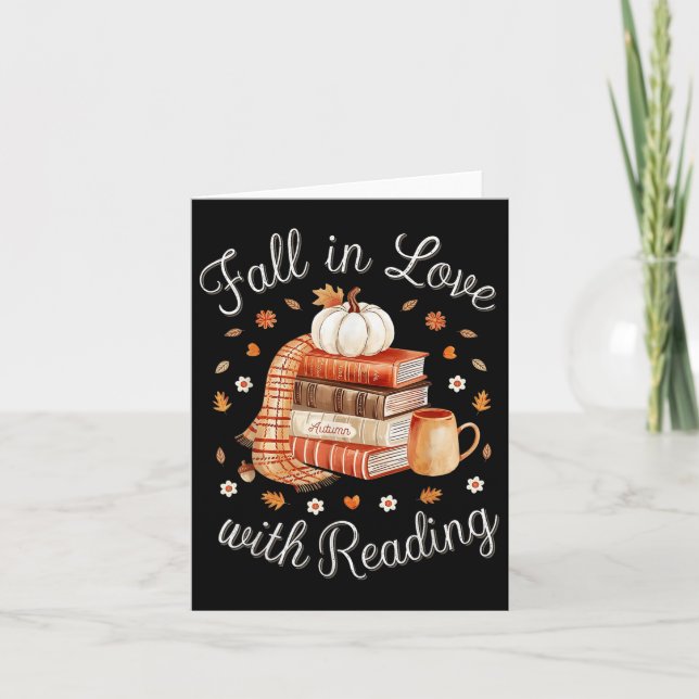 Carte Tomber Amoureux Avec Lecture Livre Citrouille Auto (Devant)