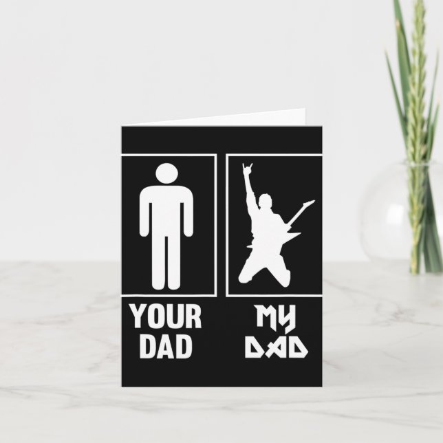 Carte Ton Papa Mon Papa Guitariste Rocker Rock N Roll Gr (Devant)