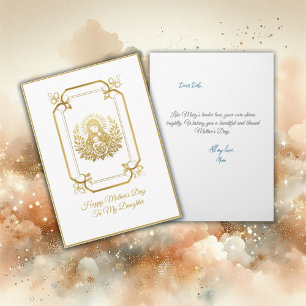 Carte Tone Or Vierge Marie Avec Enfant Fête des Mères