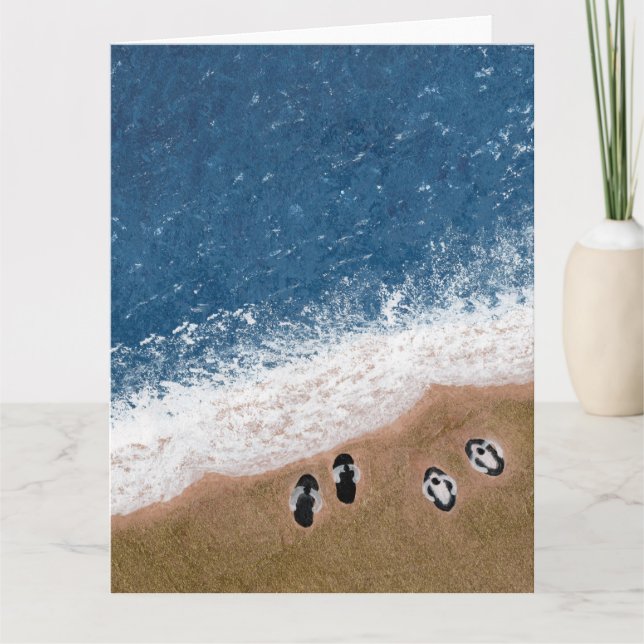 Carte Tongs sur le sable de la plage (Devant)