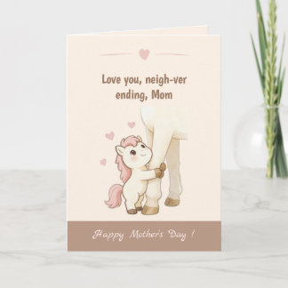 Carte Tons chauds doux Mignonne petite poney Amour sans