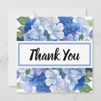 Carte Tons de Merci de fleurs bleues