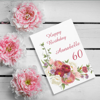 Carte Tons de rose blanc Peony Flower Joyeux anniversair