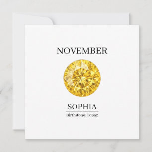 Carte Topaze de Novembre Anniversaire Personnalisé