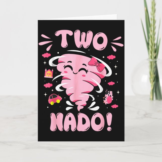 Carte Tornade 2 ans Fille Anniversaire Deux Nado 2e Anni (Devant)