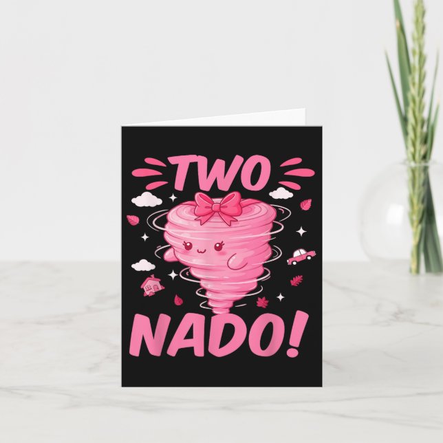 Carte Tornado 2 année fille Anniversaire Deux Nado 2ème  (Devant)
