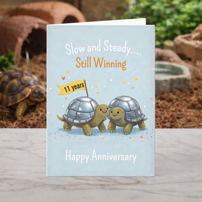 Carte Tortoises anniversary Turtle 11th wedding (Créateur téléchargé)