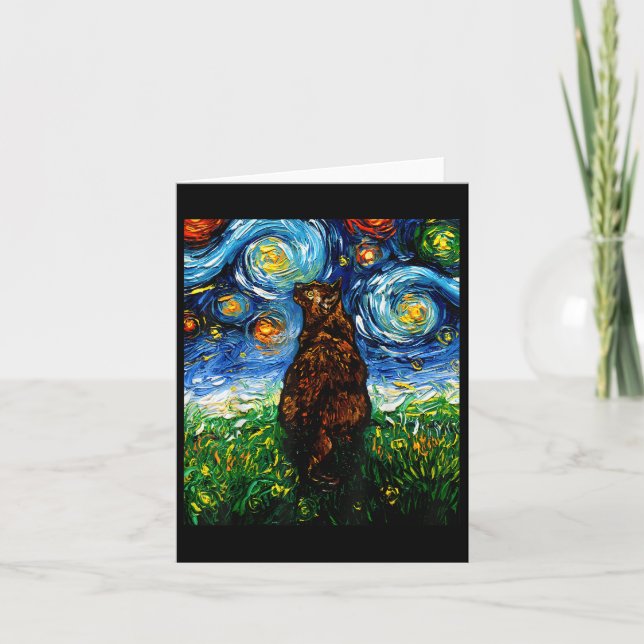 Carte Tortoiseshell Tortie Stress Night Kitty Cat Art By (Devant)