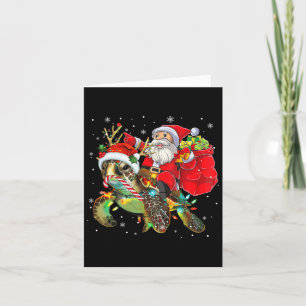 Carte Tortue amusante Noël Père Noël équitation Tortue d