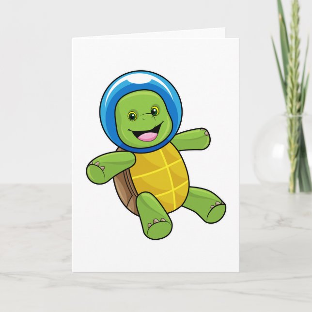 Carte Tortue astronaute avec boule de verre (Devant)