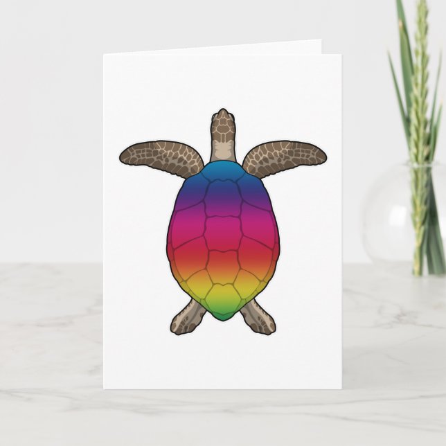 Carte Tortue aux couleurs de l'arc-en-ciel (Devant)