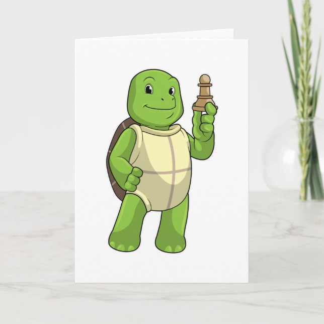 Carte Tortue aux échecs avec pièce de pion (Devant)