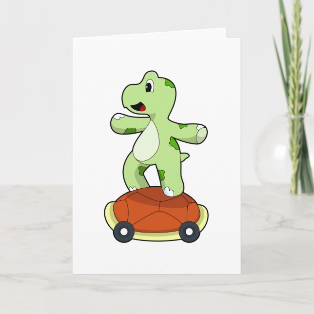 Carte Tortue avec carapace comme skateboard (Devant)