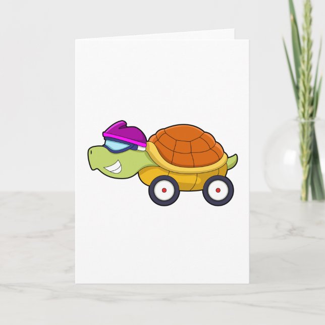 Carte Tortue avec carapace comme voiture (Devant)