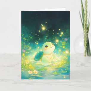 Carte Tortue dans un étang étoilé rêveur