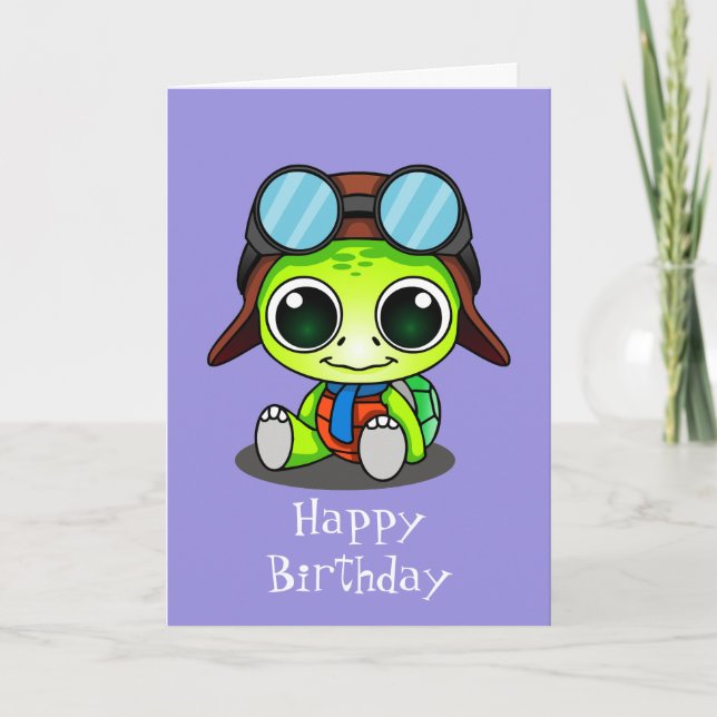 Carte Tortue de dessin animé Chibi mignonne Joyeux Anniv (Devant)