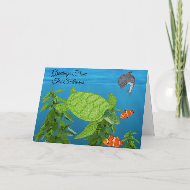 Carte Tortue de mer, blanche (Devant)