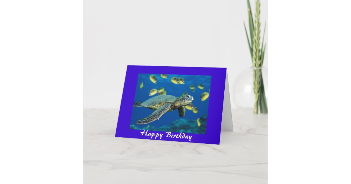 Carte Tortue De Mer Verte Joyeux Anniversaire Zazzle Fr