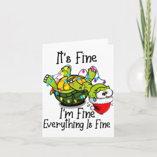 Carte Tortue de Noël drôle Ça va bien Je vais bien Tout