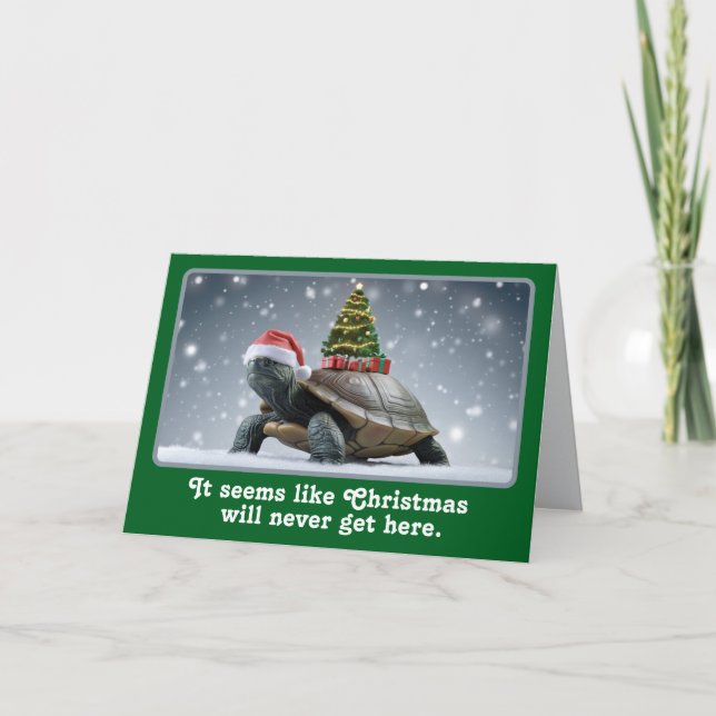 Carte Tortue drôle de Noël vacances (Devant)
