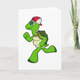 Carte Tortue en coureur avec casquette