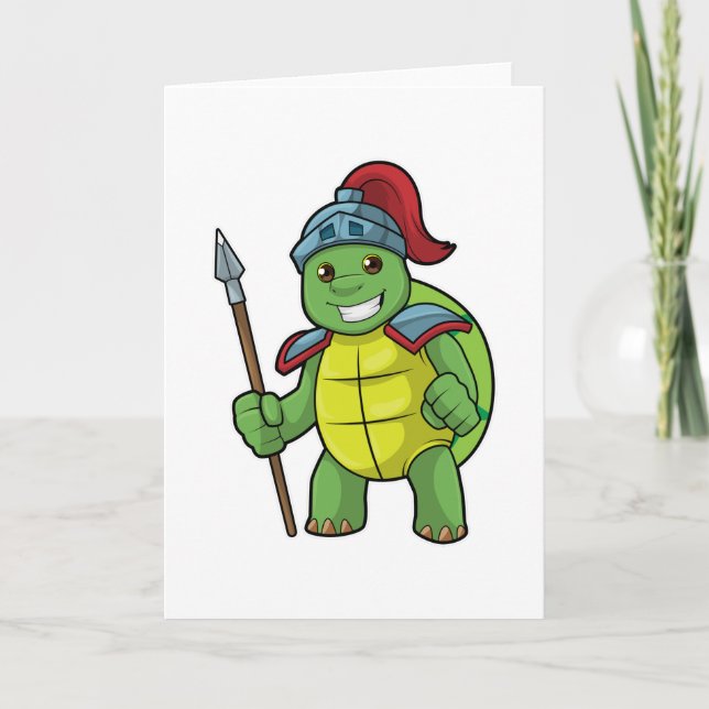 Carte Tortue en guerrier avec Spear & Helmet (Devant)