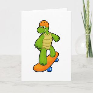 Carte Tortue en Skateboard avec Skateboard & Casque