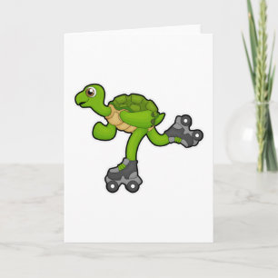 Carte Tortue en tant que skateur avec des rollers