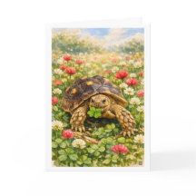 Tortue Joyeux Anniversaire Aquarelle avec trèfle p