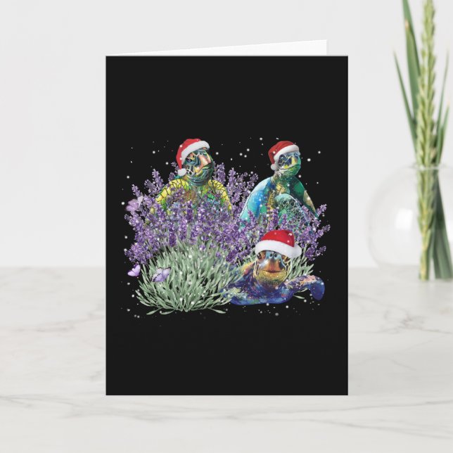 Carte Tortue Lavande Noël Chemise Noël Noël (Devant)