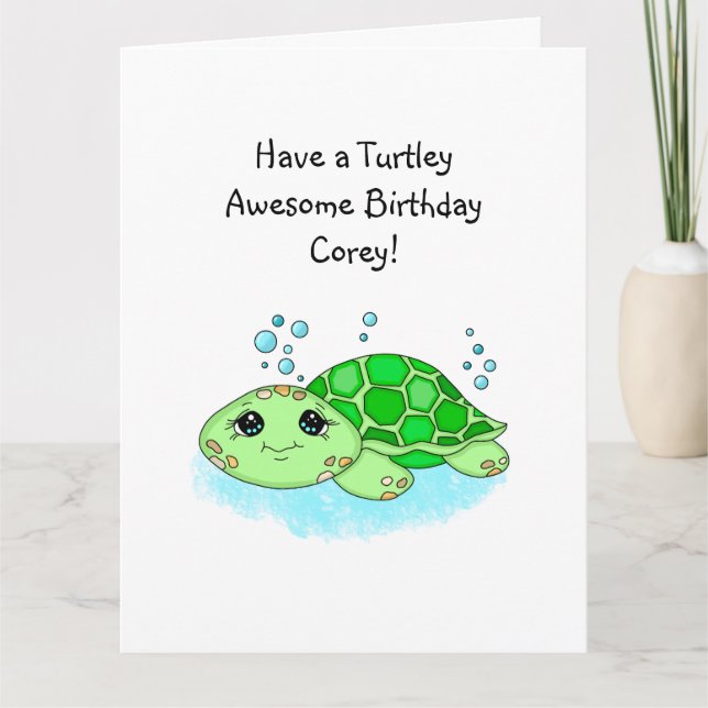 Carte Tortue personnalisée Joyeux anniversaire | Page Co (Devant)