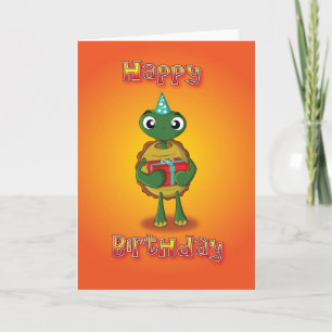 Carte tortue - présent - joyeux anniversaire