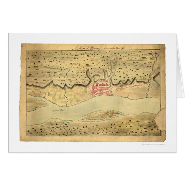 Carte tôt 1758 d'Albany New York (Devant horizontal)