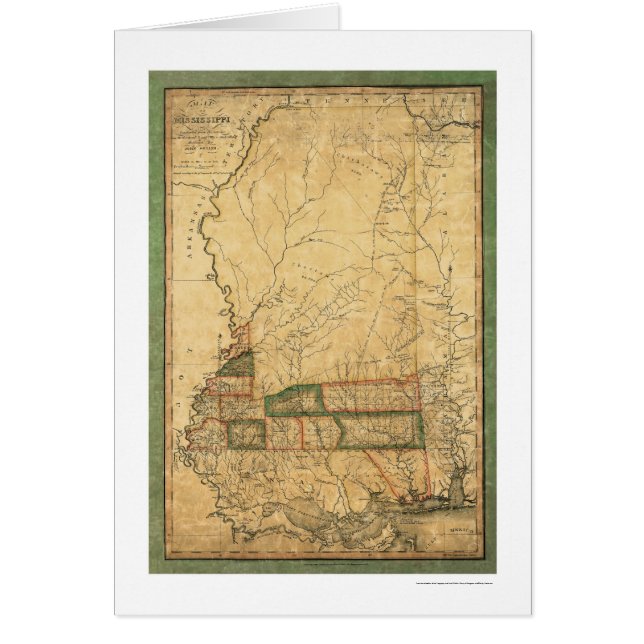 Carte tôt du Mississippi par Melish 1820 (Devant)