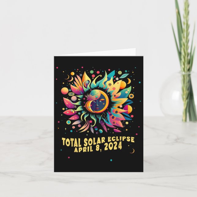 Carte Total Solaire Eclipse Avril 2024 Hippie Pop Art (Devant)
