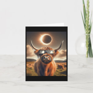 Carte Total Solaire Eclipse Highland Vache Portant des S