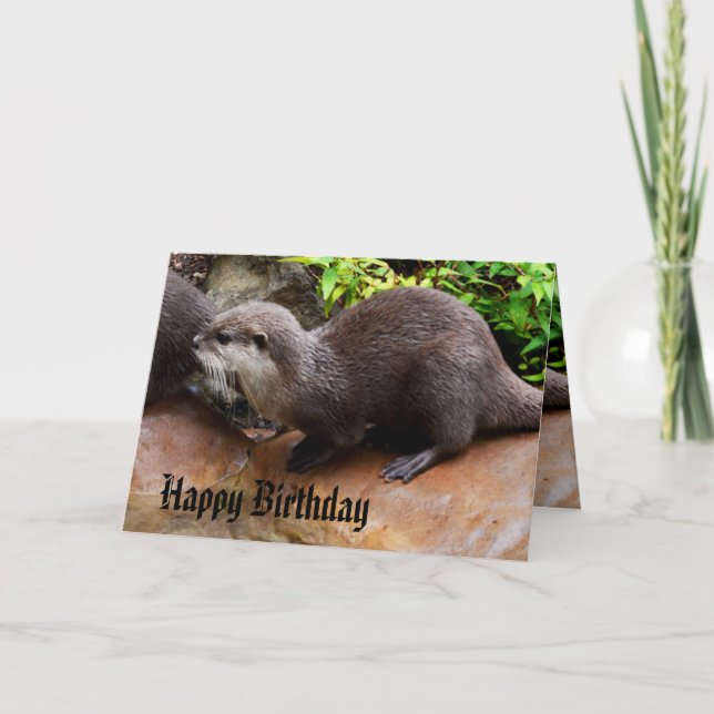 Carte Totalement adorable petite loutre grise, Joyeux An (Devant)