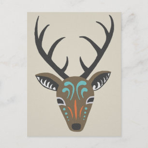 Carte Totem Tribal de Deer Antler Modern Wildlife