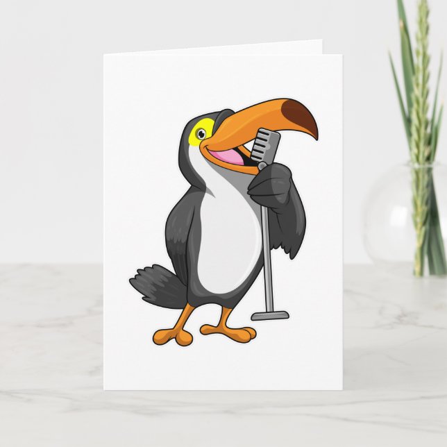 Carte Toucan à la musique avec microphone (Devant)