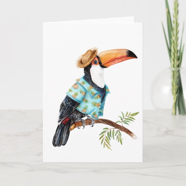 Carte Toucan en chemise hawaïenne (Devant)